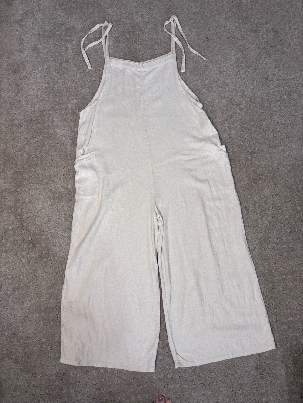 Hunter & Brown Linen Blend Jumper, Romper Size L Beige with pockets